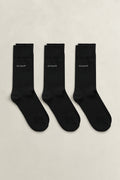 BLACK, 3-Pack Mercerized Cotton Socks BY GANT AU.