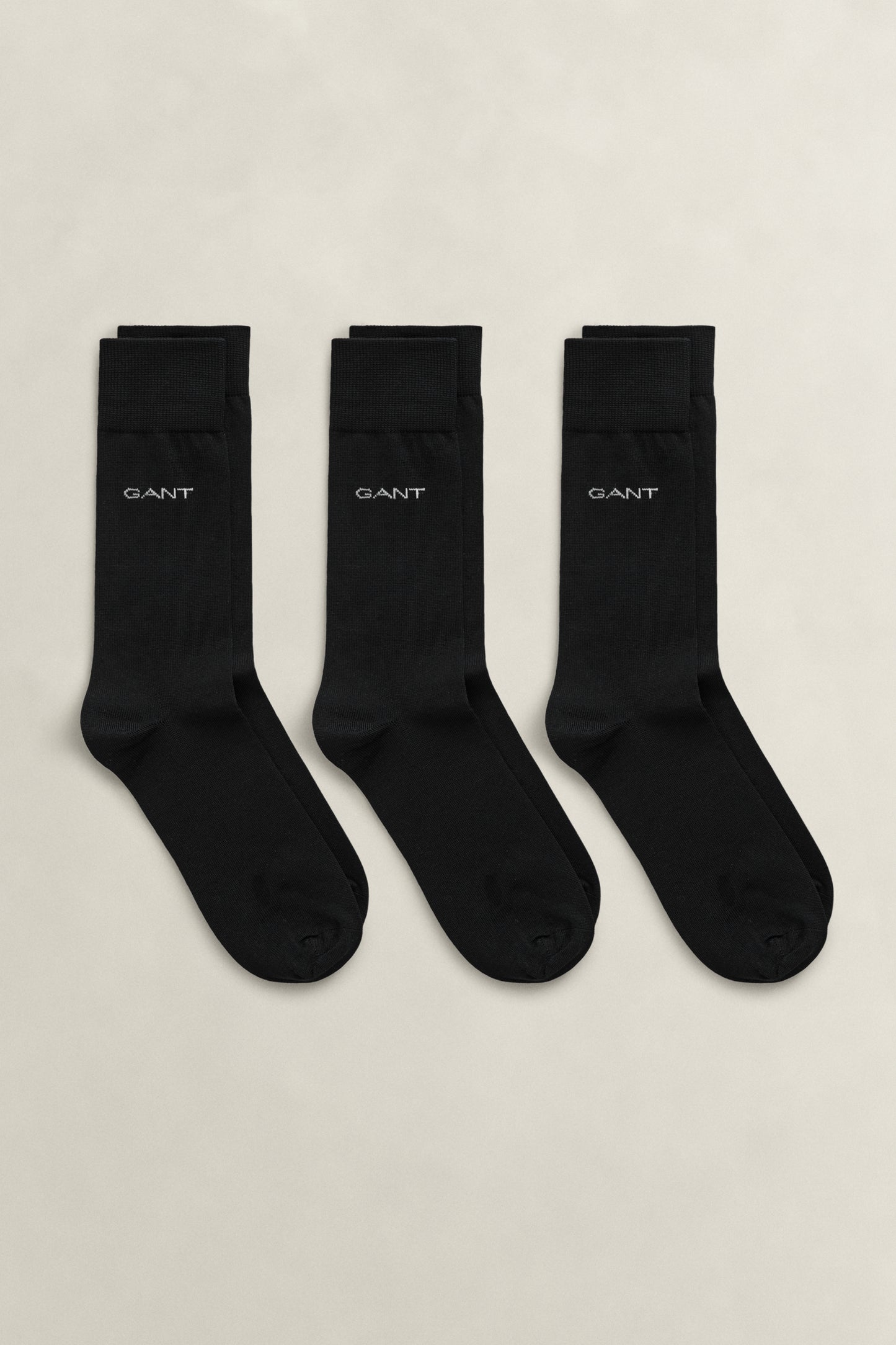 BLACK, 3-Pack Mercerized Cotton Socks BY GANT AU.