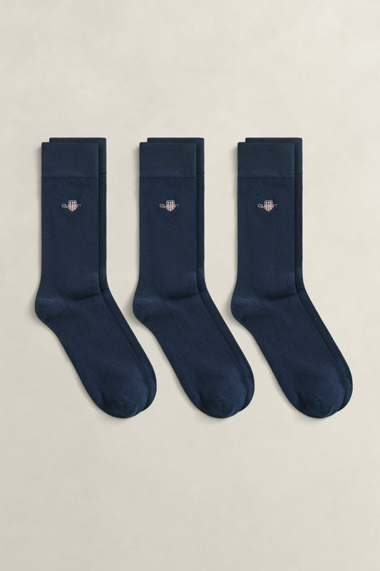 EVENING BLUE, SHIELD SOCKS 3-PACK BY GANT AU.