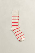 CREAMED WHITE, STRIPED RIB SOCKS BY GANT AU.