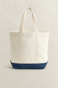 CREAM, CONTRAST COLOR CANVAS TOTE BAG, BACK-VIEW BY GANT AU.