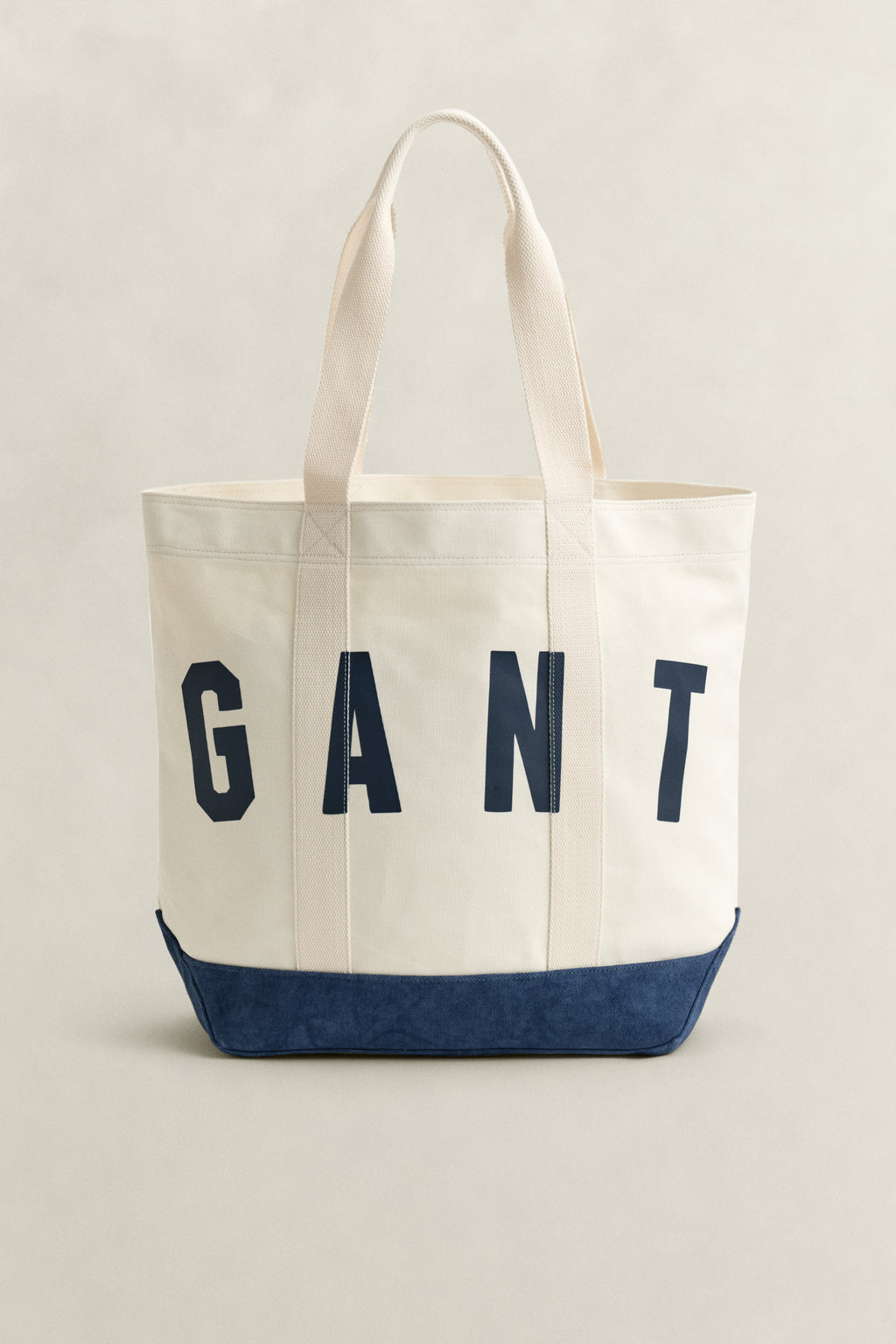 CREAM, CONTRAST COLOR CANVAS TOTE BAG, FRONT-VIEW BY GANT AU.