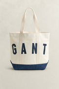 CREAM, CONTRAST COLOR CANVAS TOTE BAG, FRONT-VIEW BY GANT AU.