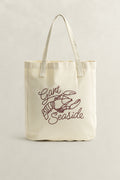 CREAM, GRAPHIC COTTON CANVAS TOTE BAG, FRONT-VIEW BY GANT AU.