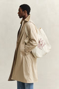 CREAM, GRAPHIC COTTON CANVAS TOTE BAG BY GANT AU.