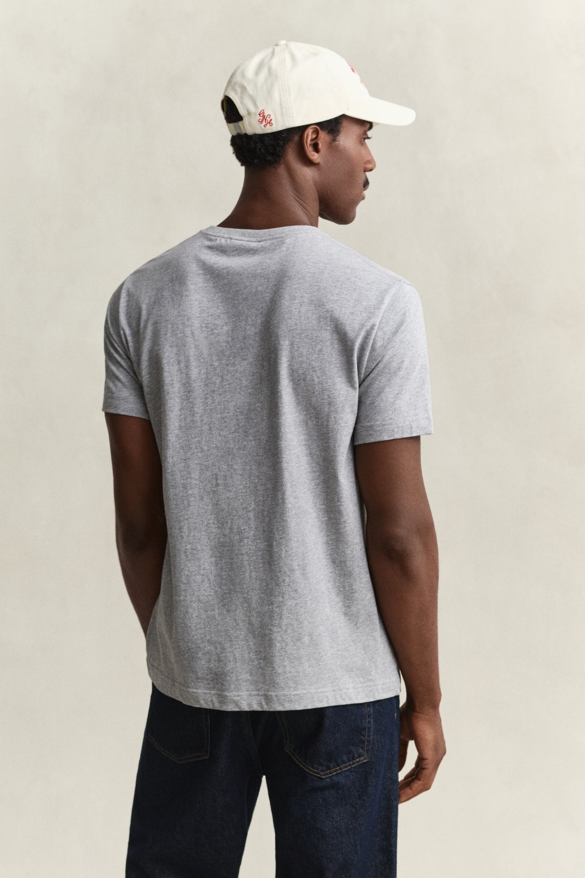 GREY MELANGE, Shield T-Shirt, BACK-VIEW BY GANT AU.
