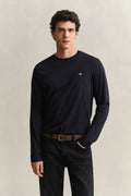 BLACK, Shield Long Sleeve T-Shirt, FRONT-VIEW BY GANT AU.