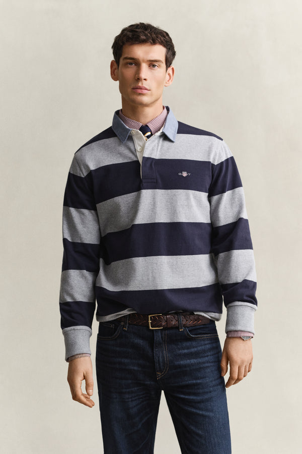GREY MELANGE, Classic Heavy Rugger, FRONT-VIEW BY GANT AU.