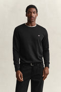 BLACK, REG SHIELD C-NECK SWEAT, FRONT-VIEW BY GANT AU.