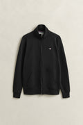 BLACK, REG SHIELD FULL ZIP SWEAT, FLAT-LAY BY GANT AU.