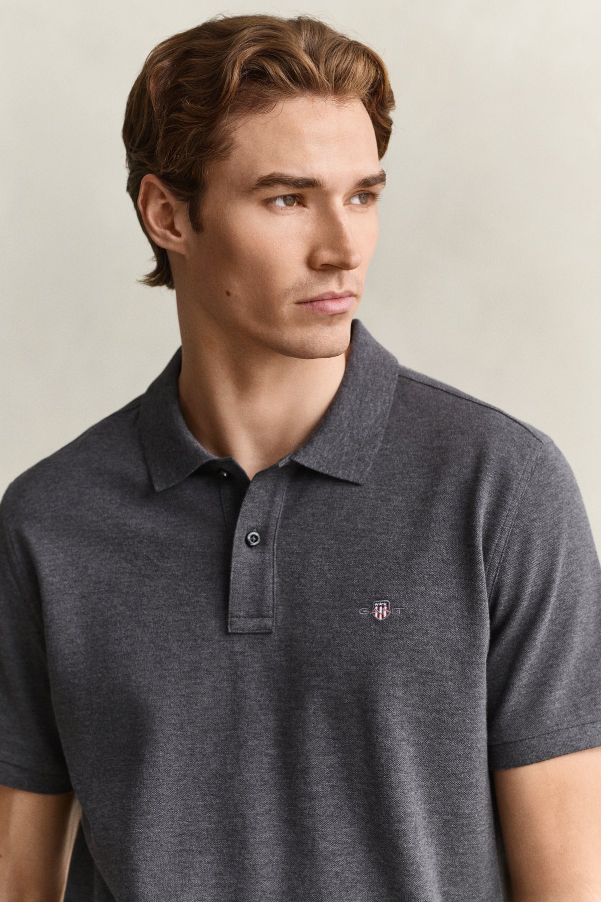 ANTRACIT MELANGE, Classic Regular Polo Shirt, CLOSE-UP BY GANT AU.