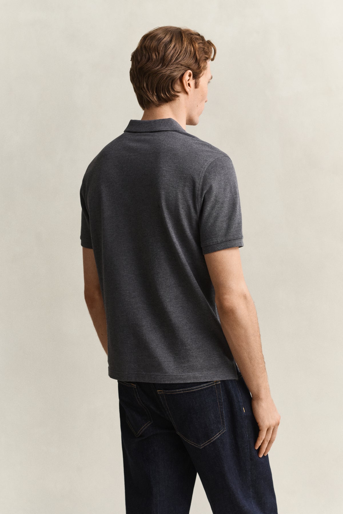 ANTRACIT MELANGE, Classic Regular Polo Shirt, BACK-VIEW BY GANT AU.