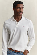 WHITE, Long Sleeve Polo Shirt, CLOSE-UP BY GANT AU.