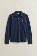 EVENING BLUE, Long Sleeve Polo Shirt, FLAT-LAY BY GANT AU.