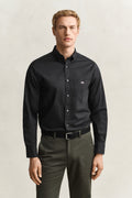 BLACK, REG CLASSIC POPLIN SHIRT, FRONT-VIEW BY GANT AU.