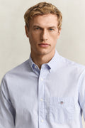 LIGHT BLUE, REG CLASSIC POPLIN SHIRT, CLOSE-UP BY GANT AU.