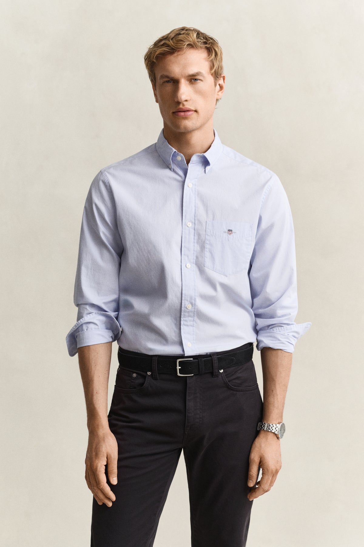 LIGHT BLUE, REG CLASSIC POPLIN SHIRT, FRONT-VIEW BY GANT AU.