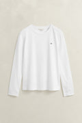WHITE, REG SHIELD LS T-SHIRT, FLAT-LAY BY GANT AU.