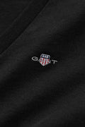 BLACK, REG SHIELD SS V-NECK T-SHIRT, CLOSE-UP BY GANT AU.