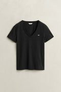 BLACK, REG SHIELD SS V-NECK T-SHIRT BY GANT AU.