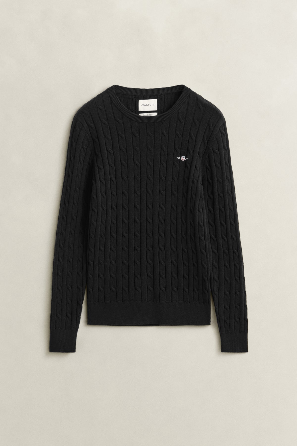 BLACK, Classic Cable Knit Sweater BY GANT AU.