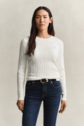 EGGSHELL, Classic Cable Knit Sweater, FRONT-VIEW BY GANT AU.