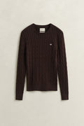 DEEP BROWN, Classic Cable Knit Sweater BY GANT AU.