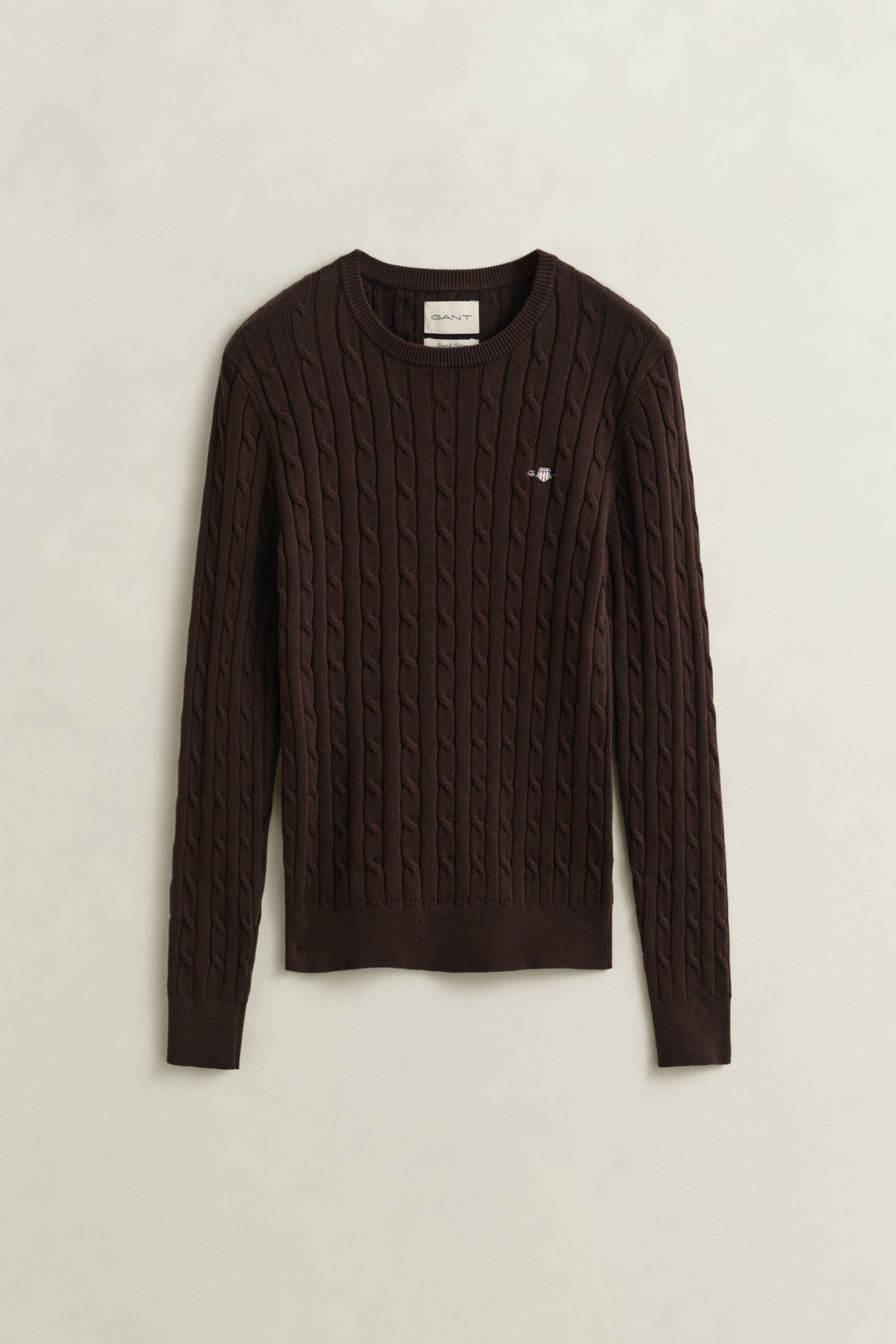 DEEP BROWN, Classic Cable Knit Sweater BY GANT AU.