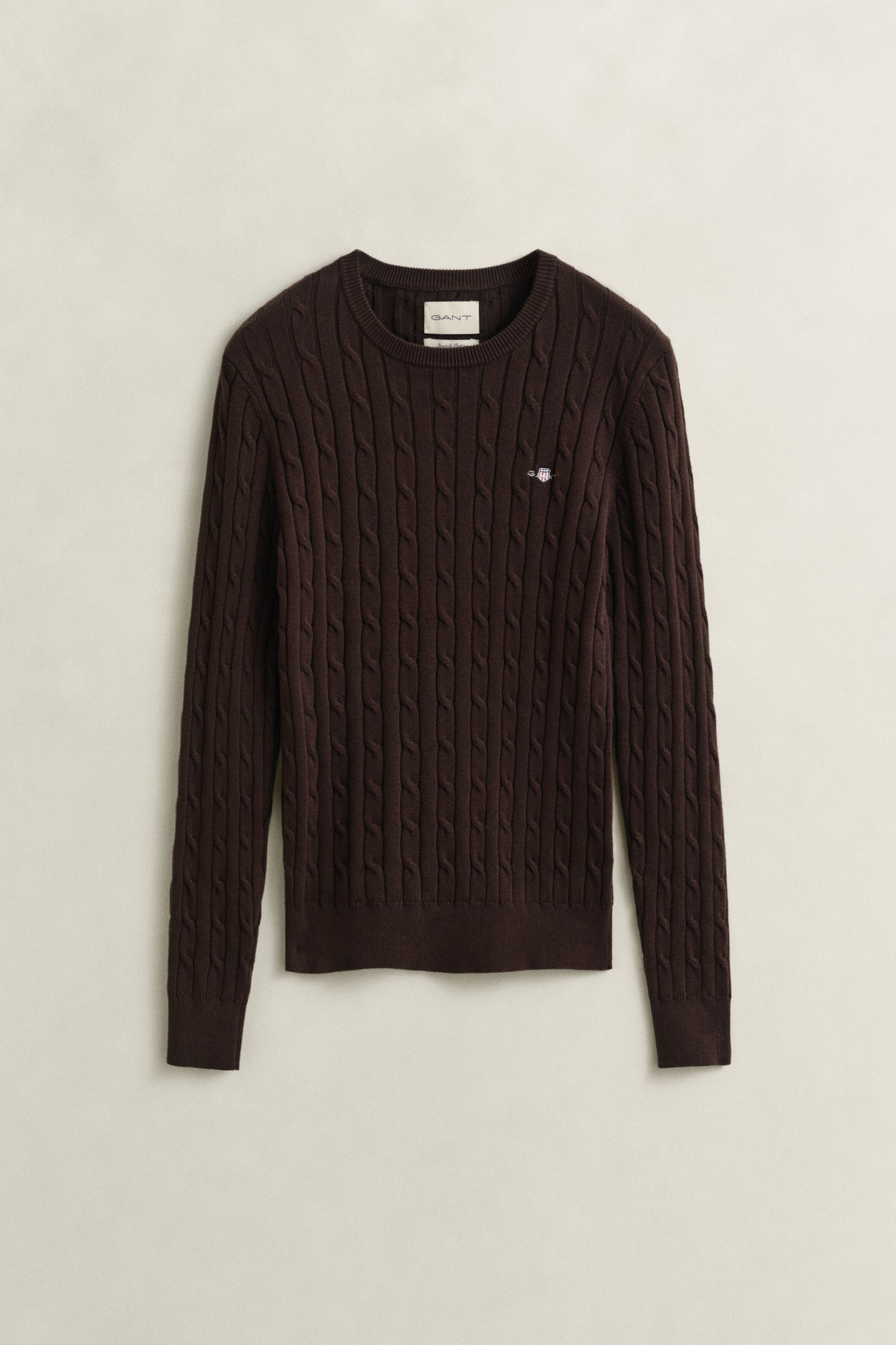 DEEP BROWN, Classic Cable Knit Sweater BY GANT AU.