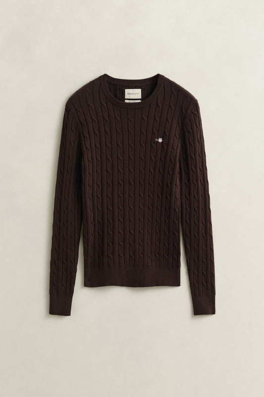 DEEP BROWN, Classic Cable Knit Sweater BY GANT AU.