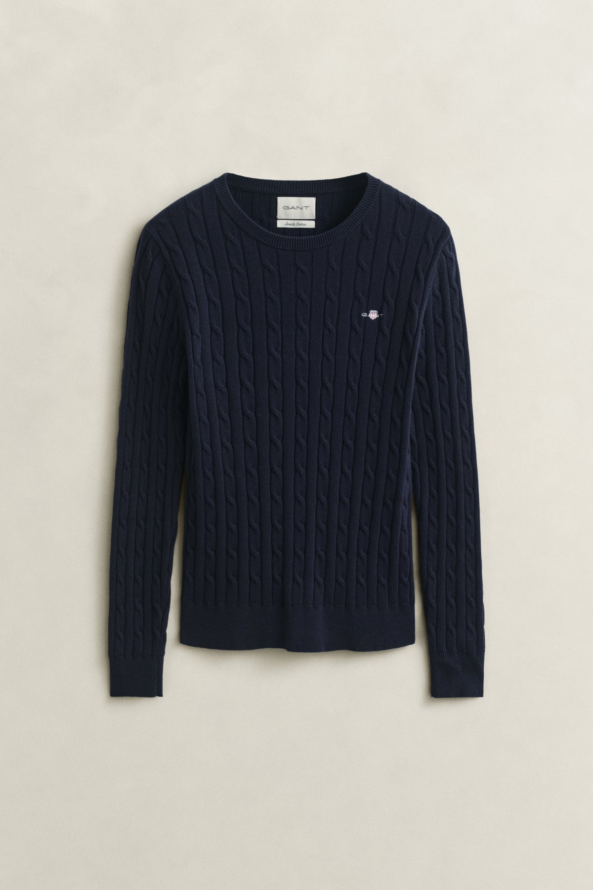 EVENING BLUE, Classic Cable Knit Sweater, FLAT-LAY BY GANT AU.