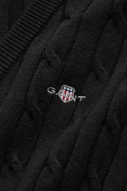 BLACK, Classic Cable Knit Sweater, CLOSE-UP BY GANT AU.