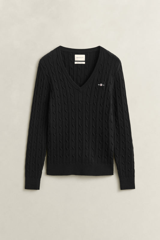BLACK, Classic Cable Knit Sweater BY GANT AU.
