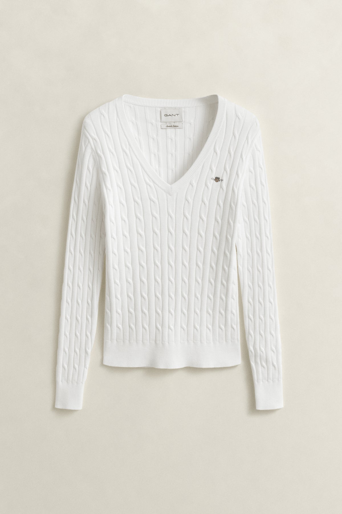EGGSHELL, Classic Cable Knit Sweater, FLAT-LAY BY GANT AU.
