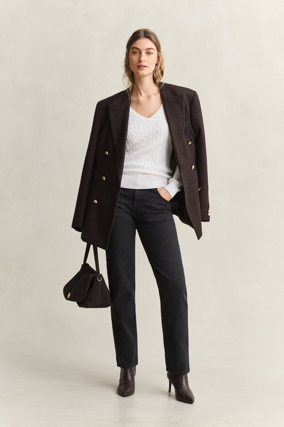EGGSHELL, Classic Cable Knit Sweater BY GANT AU.