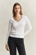 EGGSHELL, Classic Cable Knit Sweater, FRONT-VIEW BY GANT AU.