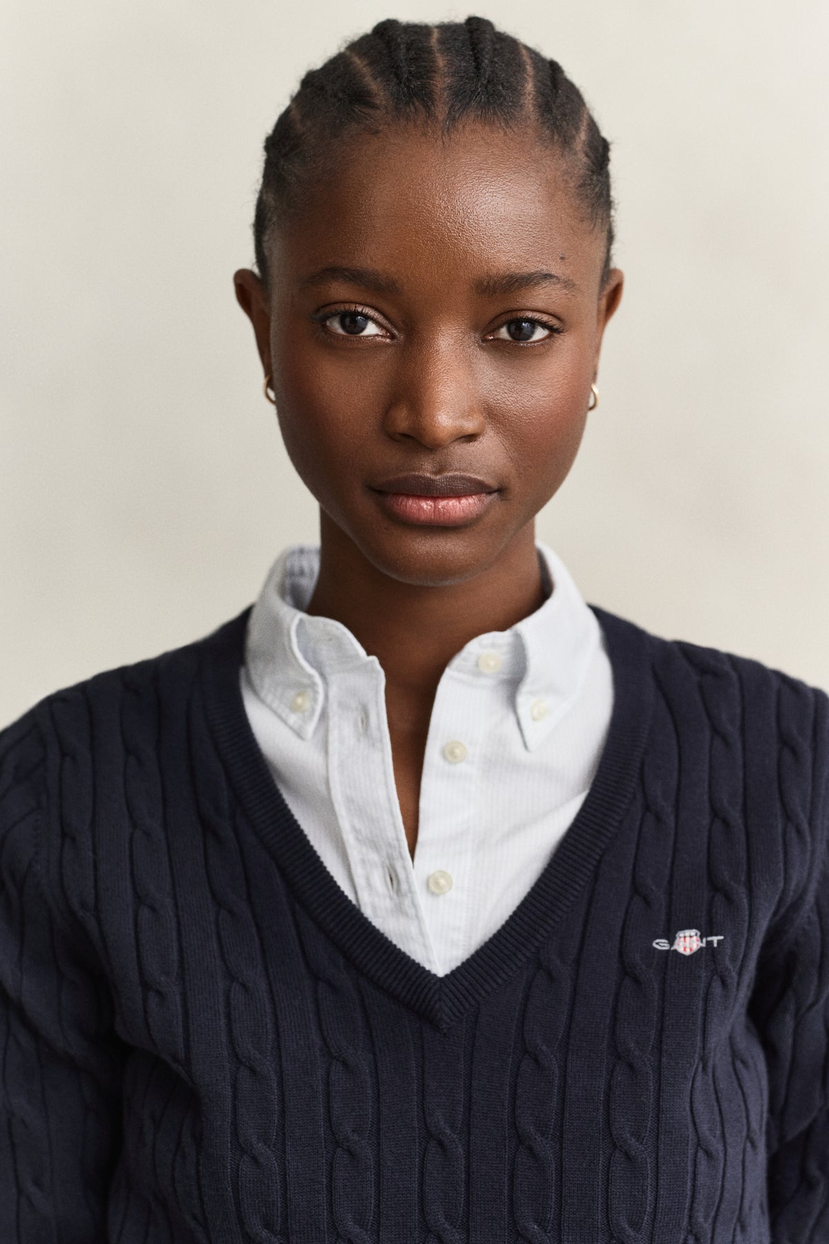 EVENING BLUE, Classic Cable Knit Sweater, CLOSE-UP BY GANT AU.