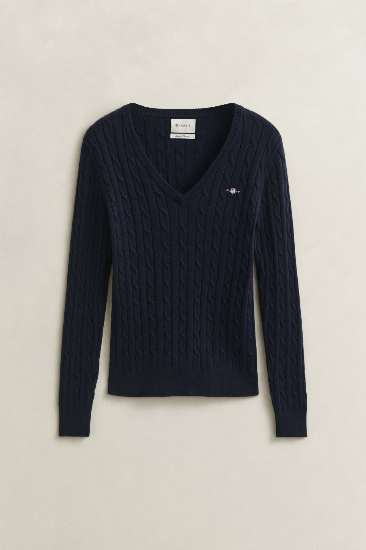 EVENING BLUE, Classic Cable Knit Sweater, FLAT-LAY BY GANT AU.