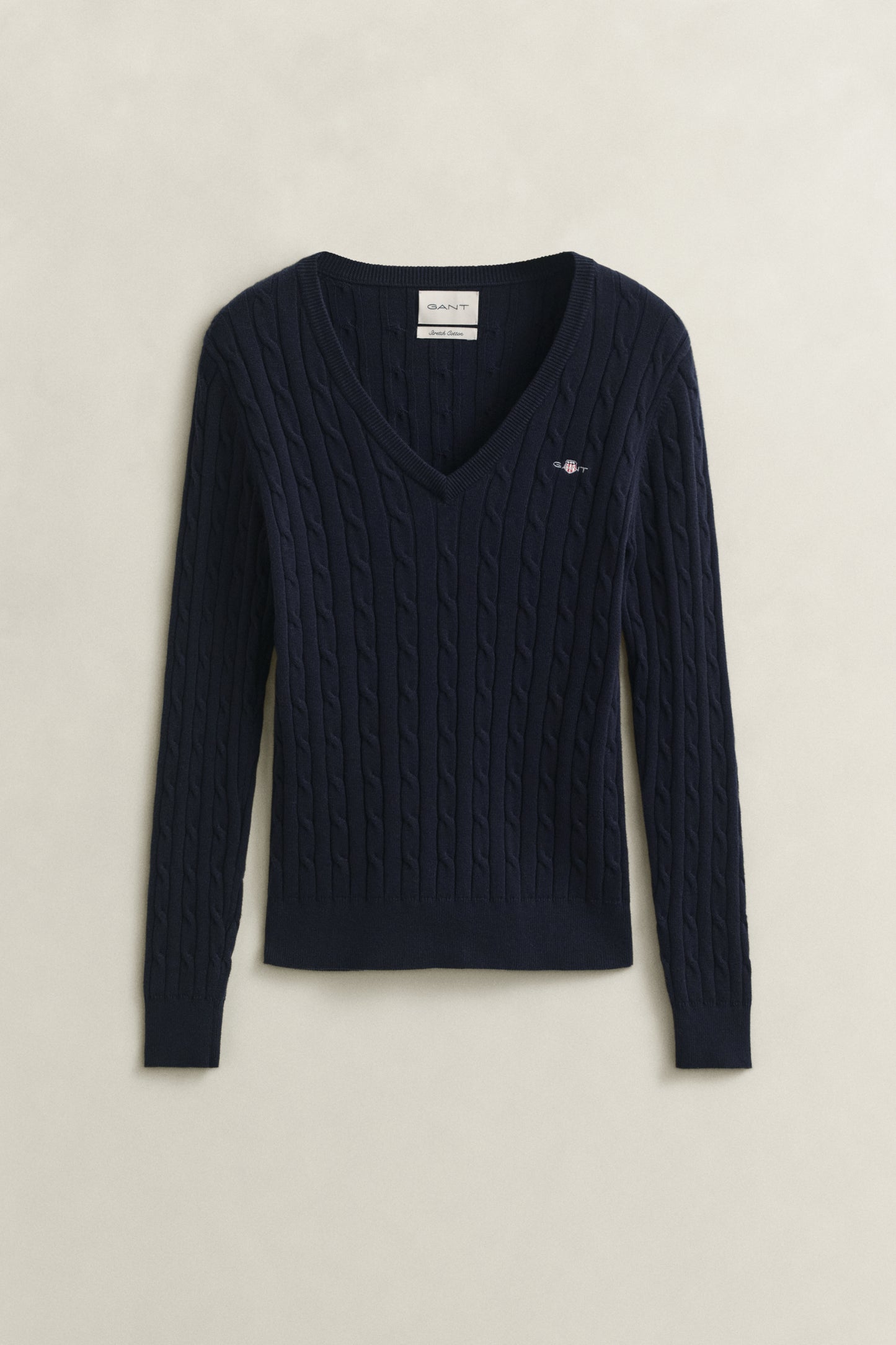 EVENING BLUE, Classic Cable Knit Sweater, FLAT-LAY BY GANT AU.
