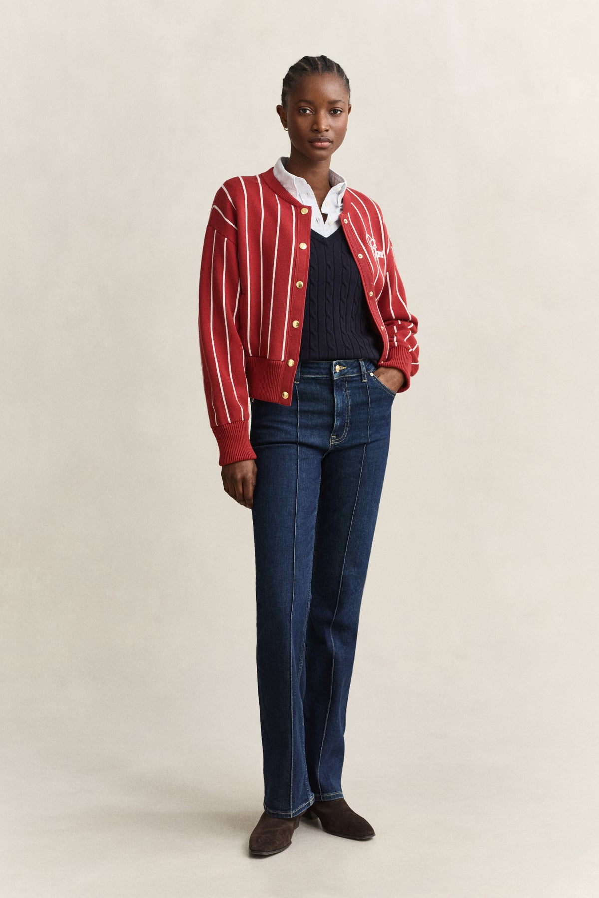 EVENING BLUE, Classic Cable Knit Sweater BY GANT AU.
