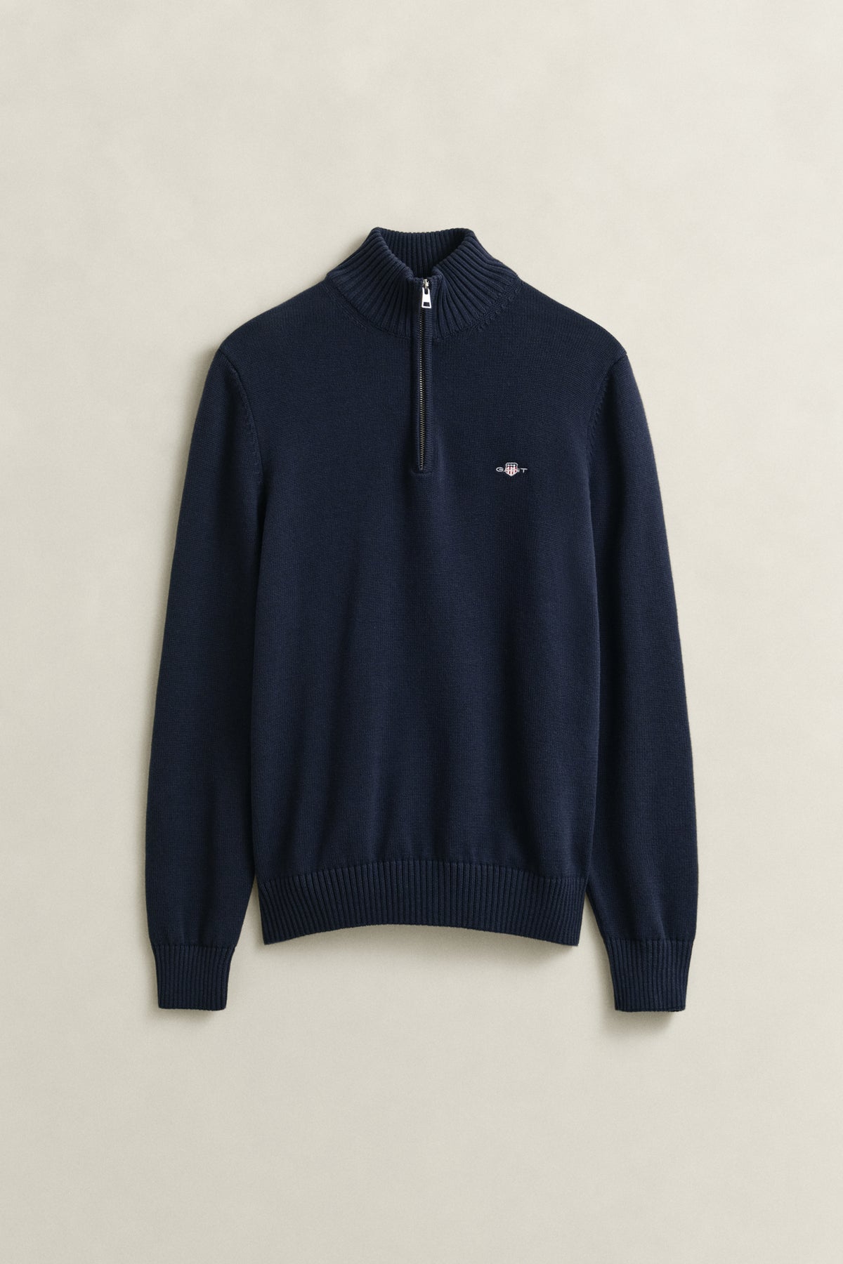 EVENING BLUE, Cotton Knit Half-Zip Sweater, FLAT-LAY BY GANT AU.