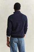 EVENING BLUE, Cotton Knit Half-Zip Sweater, BACK-VIEW BY GANT AU.
