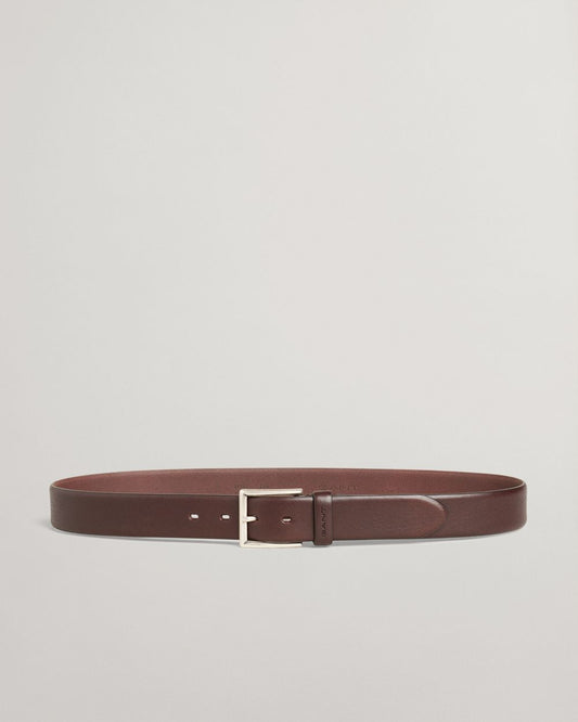 DARK BROWN, CLASSIC LEATHER BELT BY GANT AU.