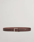 DARK BROWN, CLASSIC LEATHER BELT BY GANT AU.