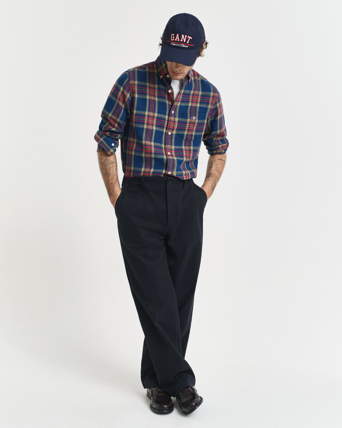 Regular Fit Checked Indigo Twill Shirt
