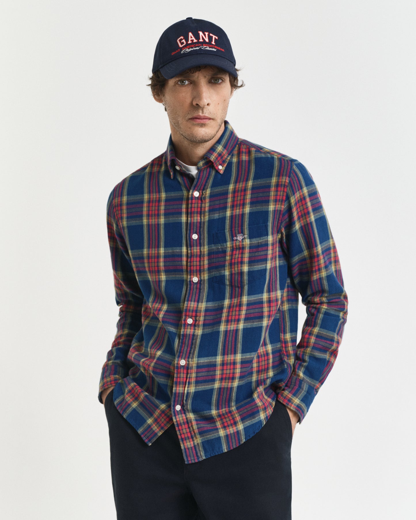Regular Fit Checked Indigo Twill Shirt