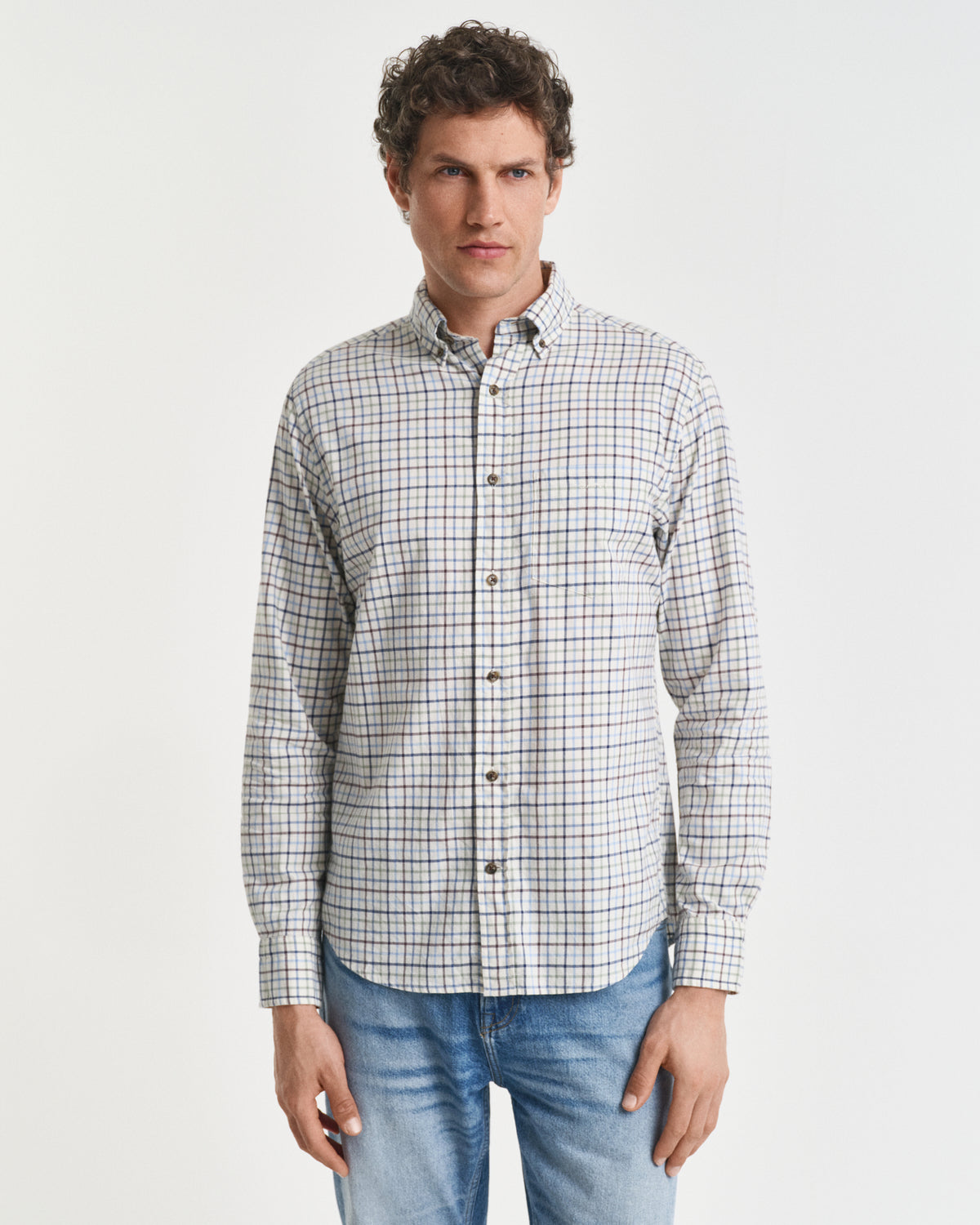 Regular Fit Tattersall Checked Twill Shirt