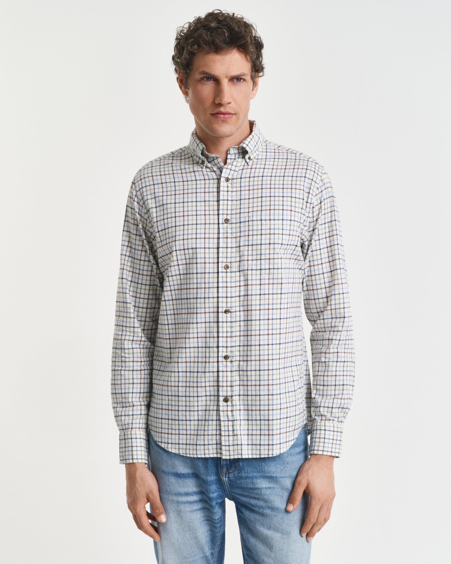 Regular Fit Tattersall Checked Twill Shirt