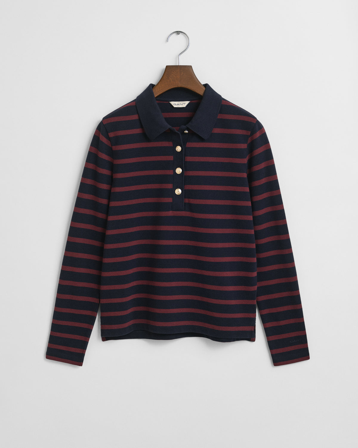 Breton Striped Long Sleeve Piqué Polo Shirt
