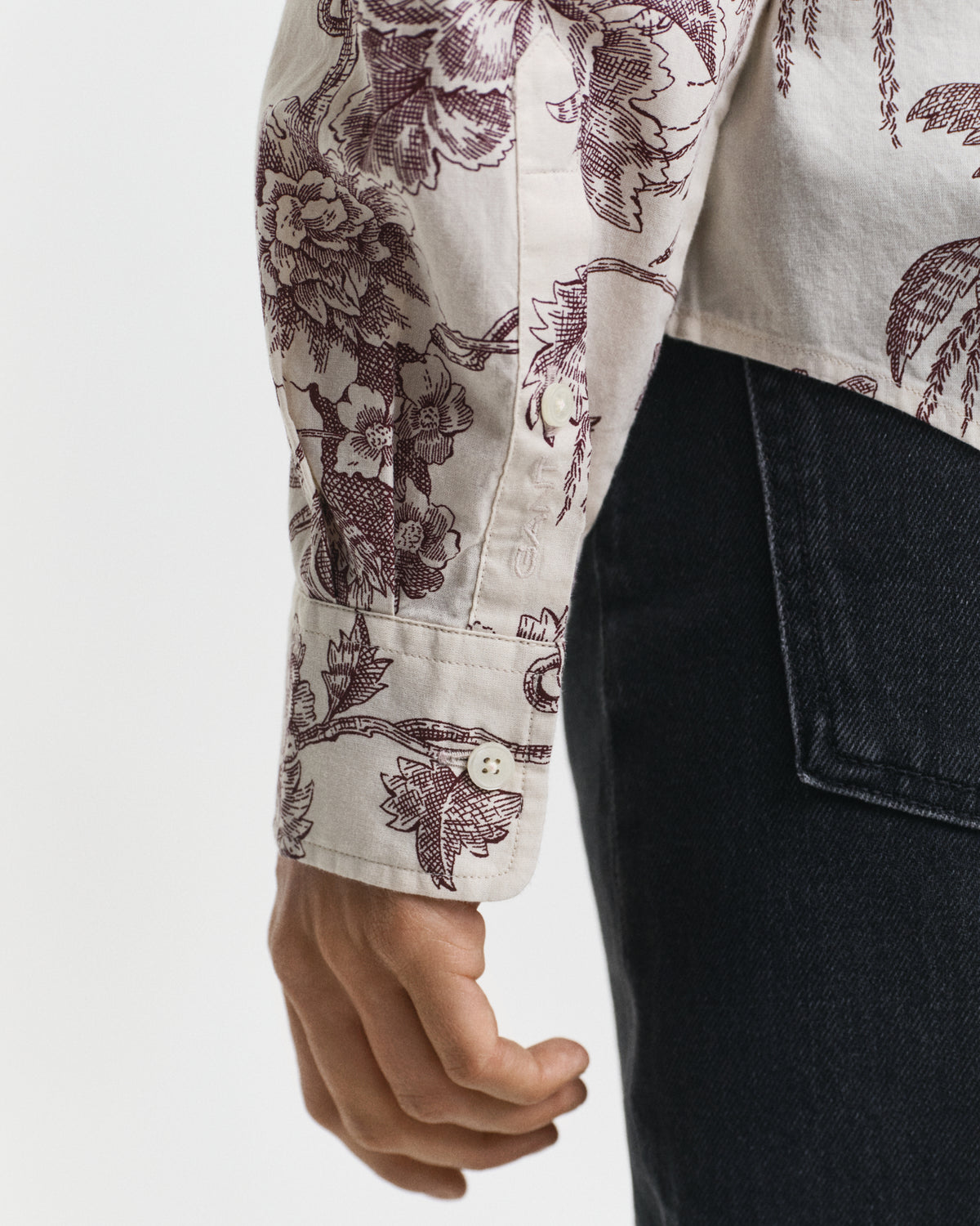 Regular Fit Tree Printed Cotton Voile Shirt